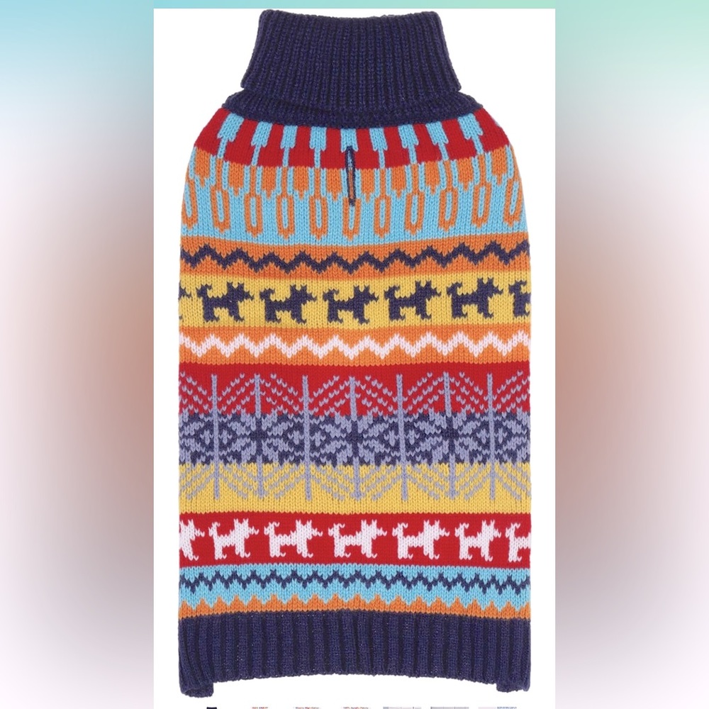 NWT Mihachi Dog Sweater - Colorful Stripes for Cold Weather, Size Large